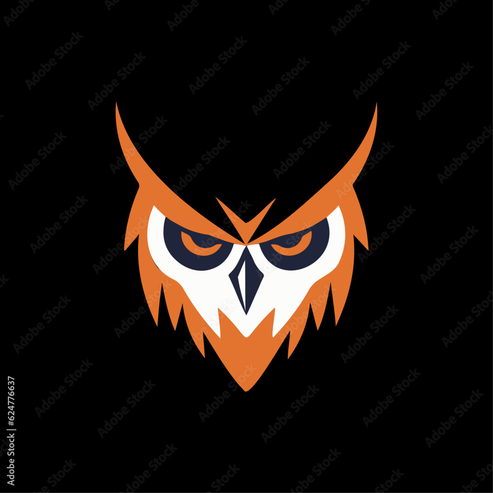 Owl Logo icon, isolated on black background, vector illustration. Owl Logo icon, isolated on black background, vector illustration.