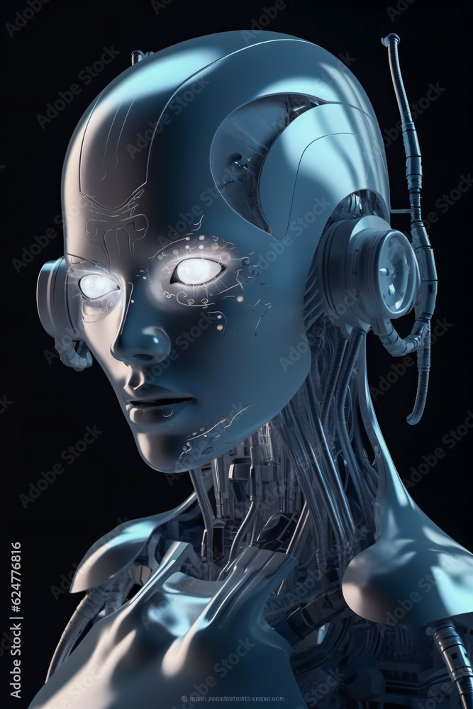 Robotic DJ Grooving with Headphones in a Futuristic Soundscape - Powered by Generative AI Robotic DJ Grooving with Headphones in a Futuristic Soundscape - Powered by Generative AI