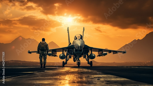 Wallpaper Mural Fighter planes are at the airport, about to make a flight. Military concept.
 Torontodigital.ca