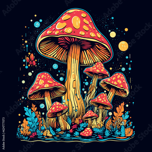 bright psychedelic mushrooms