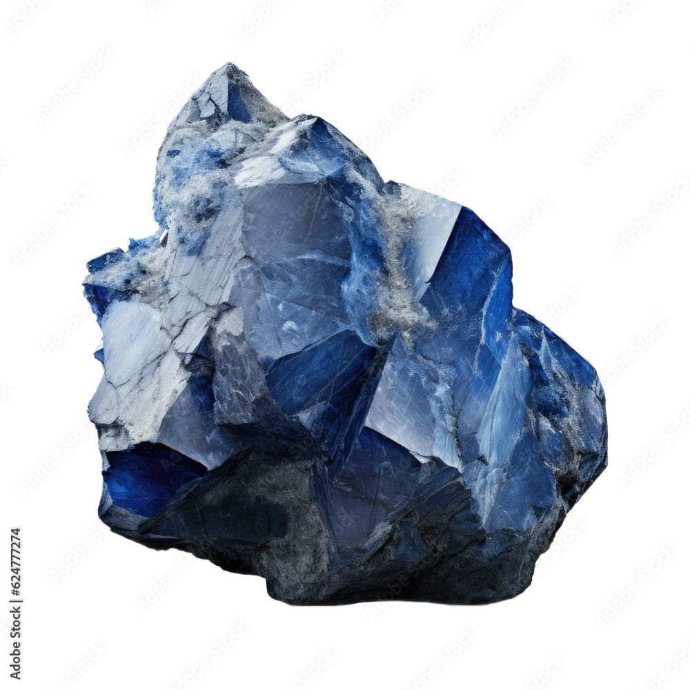 Blue Larvikite gem isolated on transparent background. Generative AI Blue Larvikite gem isolated on transparent background. Generative AI