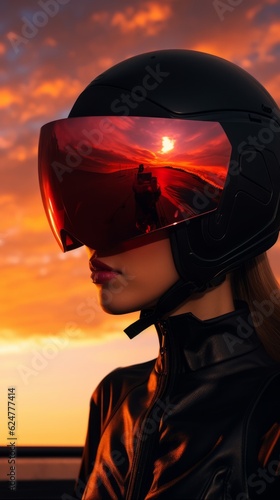 Cyberpunk Rider: The Bold Style of Women Wearing Motorcycle Helmets