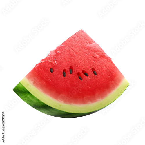 Slice of watermelon isolated on white png transparent background