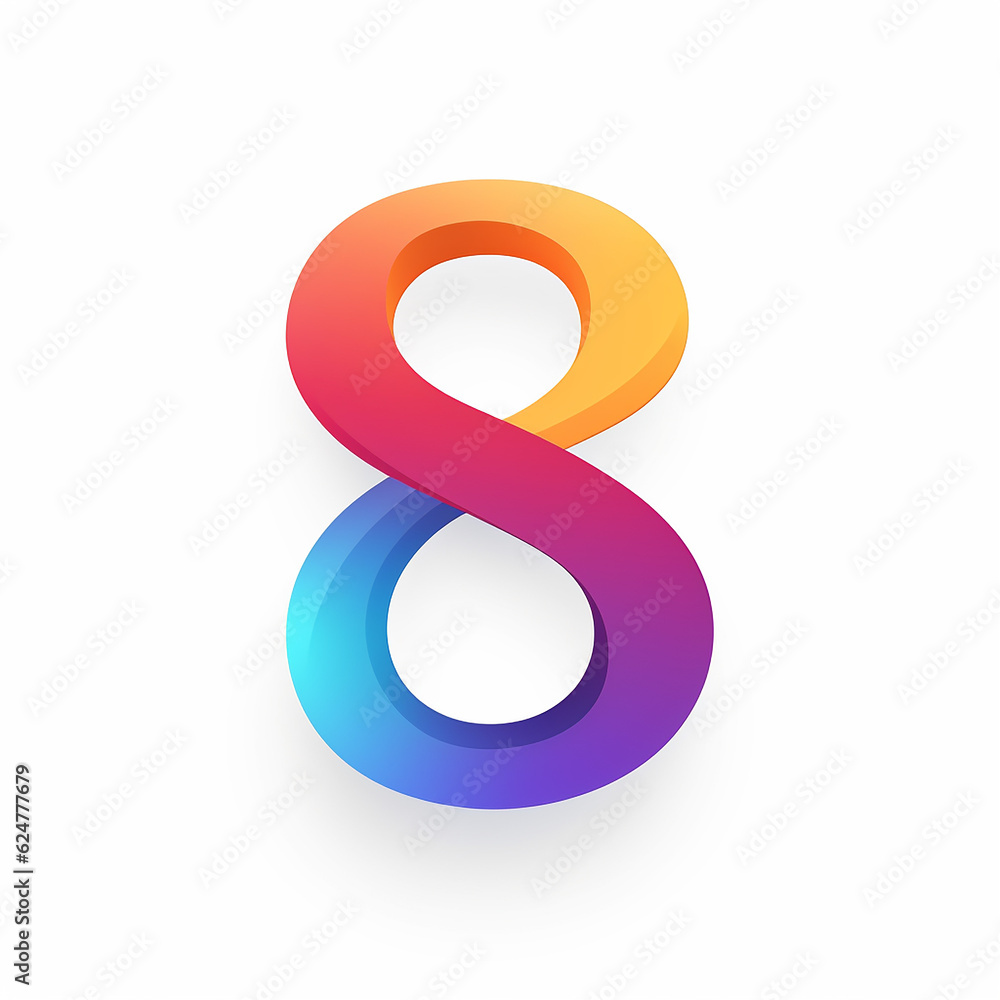 Generic flat illustration colorful logo design with number 8 eight. 8nd birthday, anniversary 8 Generic flat illustration colorful logo design with number 8 eight. 8nd birthday, anniversary 8