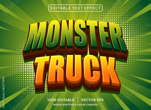 Monster truck 3D editable text effect