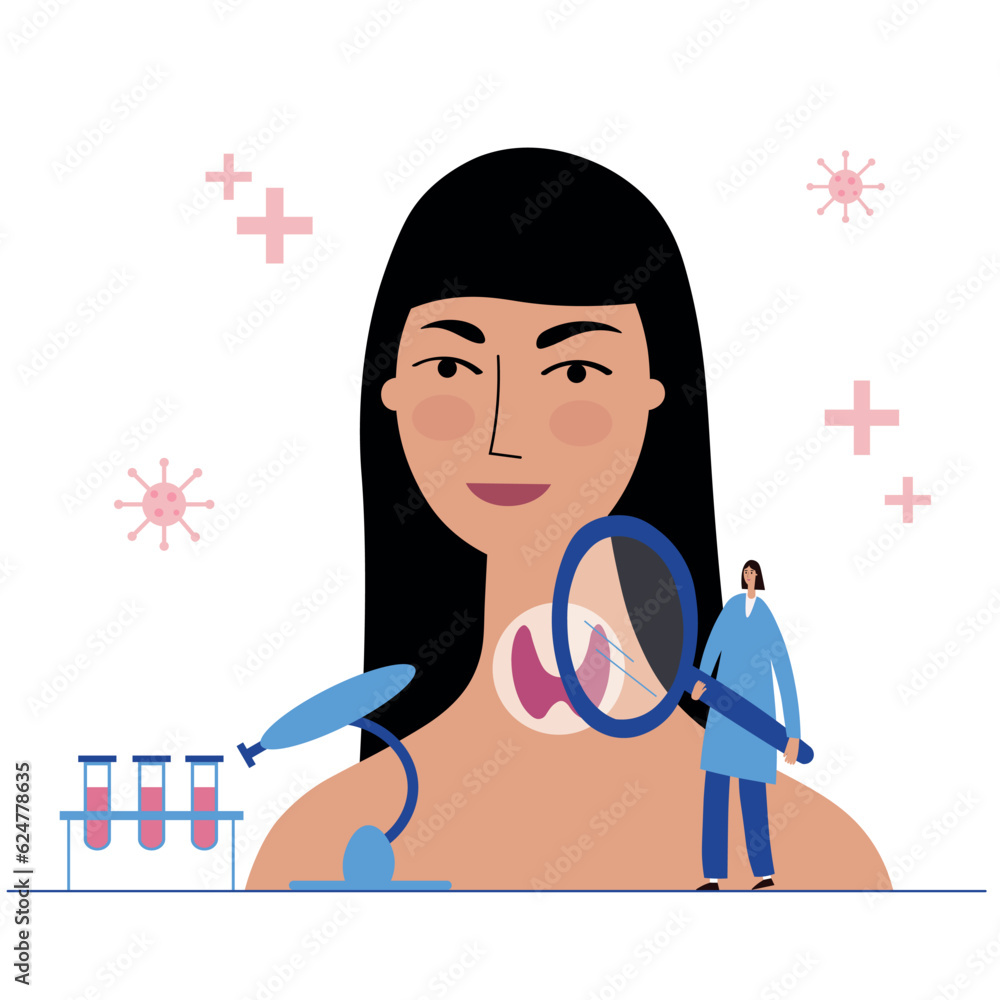 Thyroid gland and endocrinology vector illustration. Thyroid health