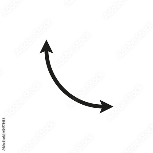 Dual semi circle arrow. Vector illustration. Semicircular curved thin long double ended arrow.	