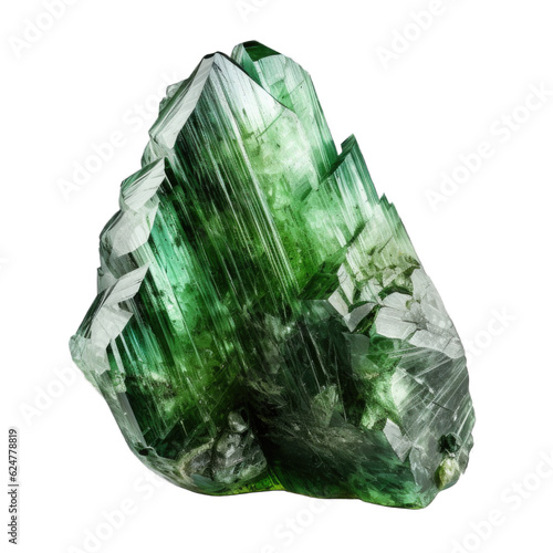 Green Seraphinite gem isolated on transparent background. Generative AI