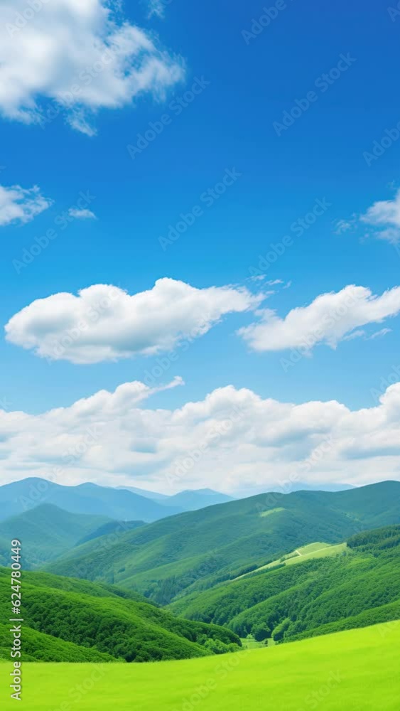 Aerial view of green mountain valleys and forests under the blue sky Aerial view of green mountain valleys and forests under the blue sky