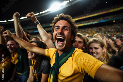 Australian football fans celebrating a victory   photo