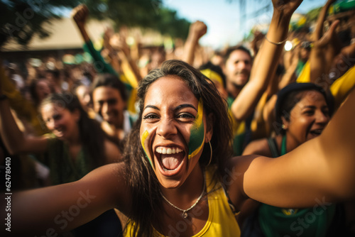 Brazilian football fans celebrating a victory 