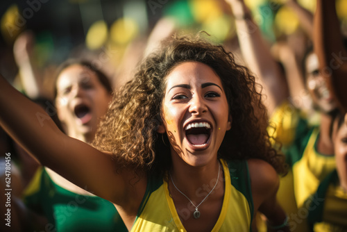Brazilian football fans celebrating a victory  