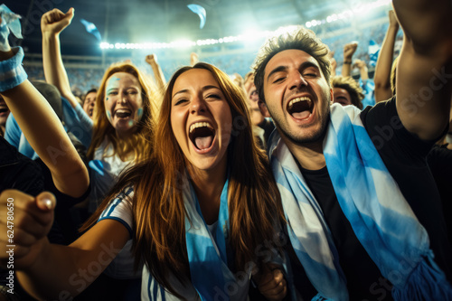 Argentinian football fans celebrating a victory 
