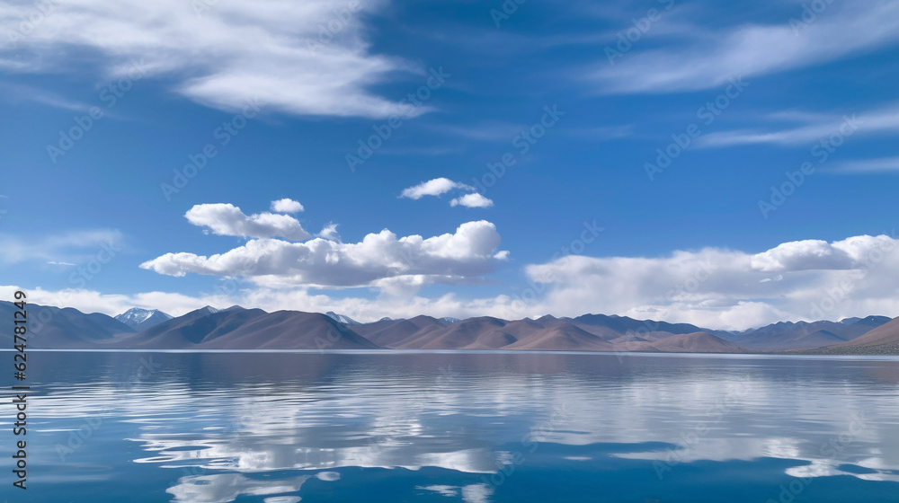 lake and mountains HD 8K wallpaper Stock Photographic Image
