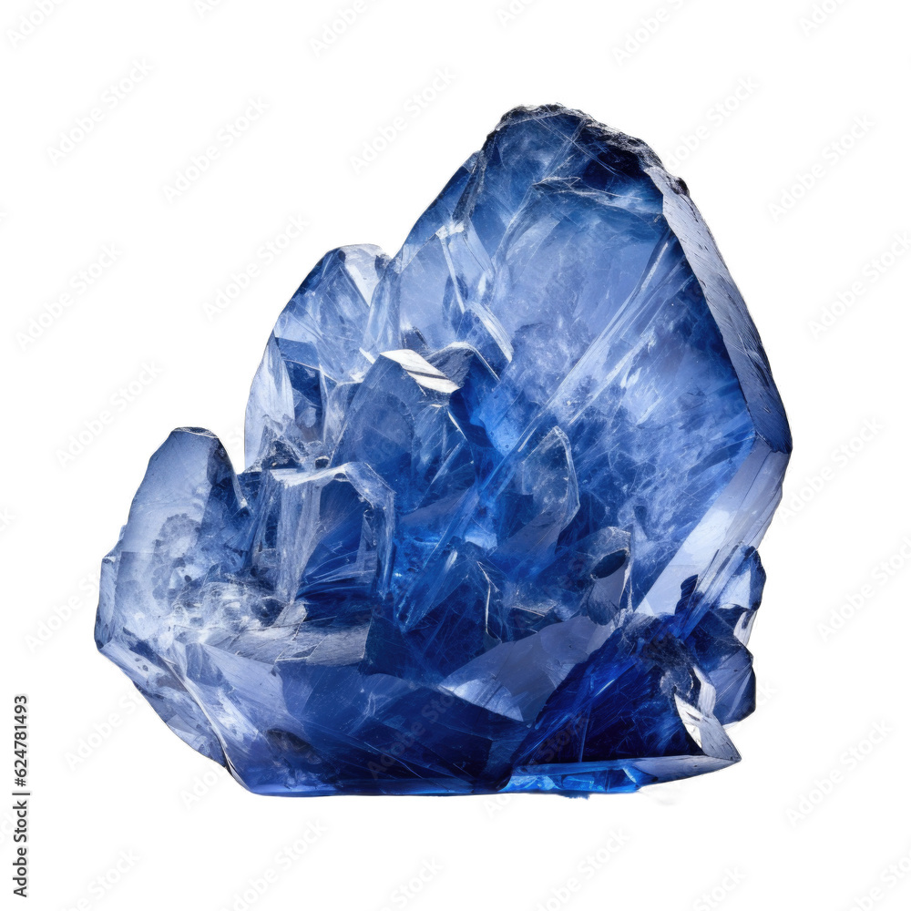 Blue Dumortierite Quartz gem isolated on transparent background. Generative AI