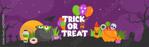 Happy Halloween greetings template vector. Vector illustration
