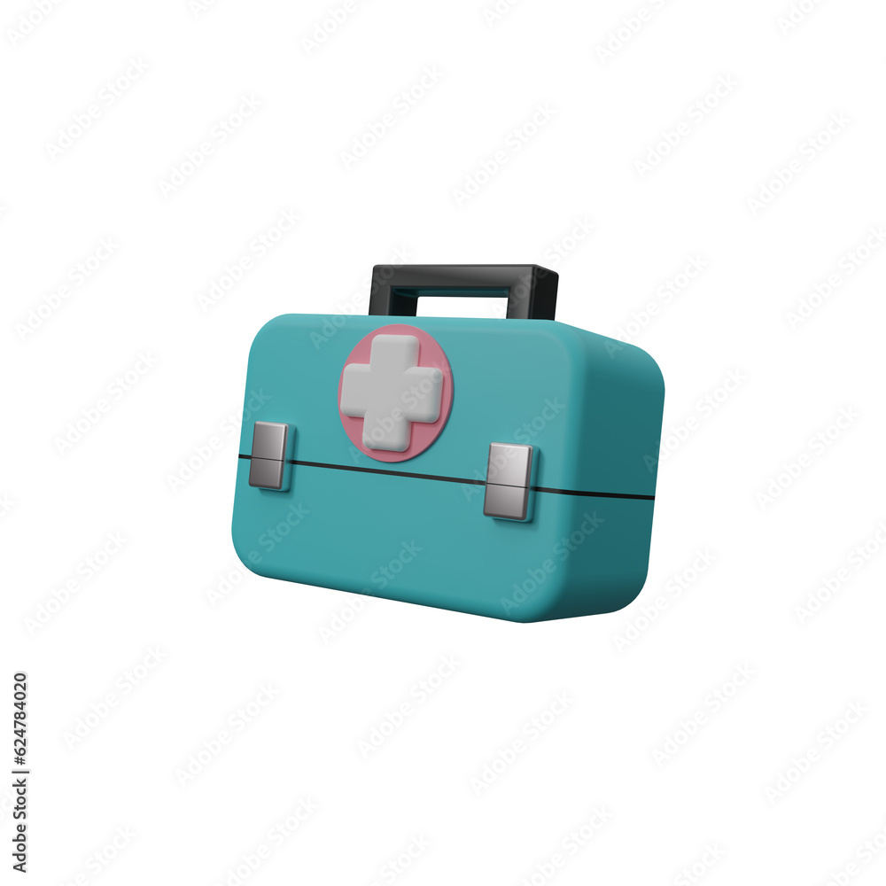Medical kit icon with cross icon symbols on transparent background. Emergency, pharmacy, Healthcare, medicine first aid kit. Bag for ambulance doctors, first aid kit. Support and help. 3d rendering Medical kit icon with cross icon symbols on transparent background. Emergency, pharmacy, Healthcare, medicine first aid kit. Bag for ambulance doctors, first aid kit. Support and help. 3d rendering