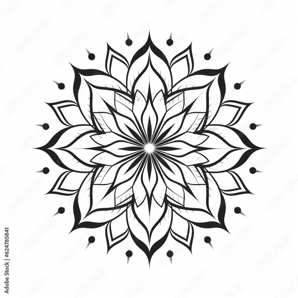  Symetrische Mandalas mit präzisen schwarzen Linien 14