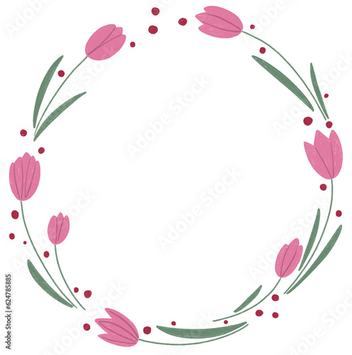 Tulips Circle Frame Illustration