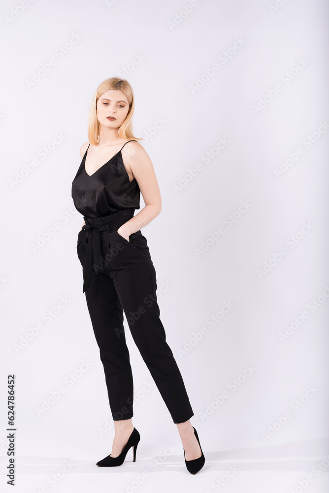 Portrait of an elegant and beautiful blonde girl on a white background Portrait of an elegant and beautiful blonde girl on a white background