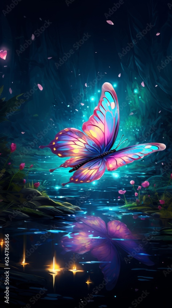 Obraz premium Beautiful Butterfly with Sparkles of Light