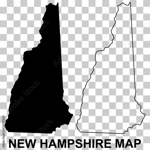 Set of New Hampshire map, united states of america. Flat concept vector illustration