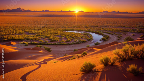 sunset over oasis