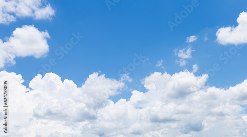 Cloudy sky background, white cloud on blue sky, summer outdoor day light, nature and season concept background