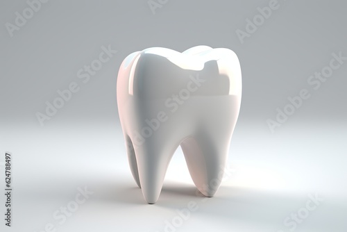 Tooth on grey background. 3d illustration