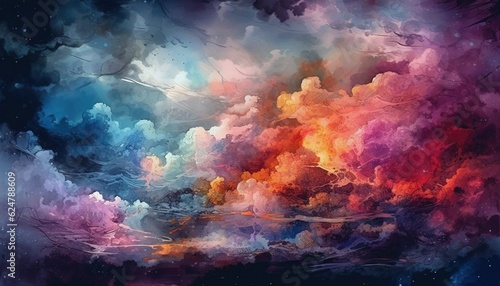 Colorgul galaxy, cloud, Generative Ai © Ouzcan