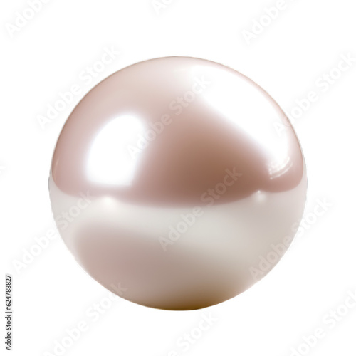 Pearl gem isolated on transparent background. Generative AI