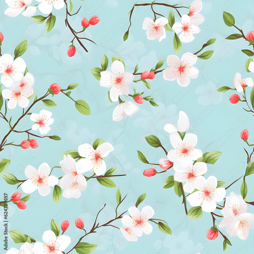 Cherry blossom seamless pattern wallpaper background, ai generated Cherry blossom seamless pattern wallpaper background, ai generated