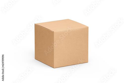 Sustainable Square Kraft Box Packaging Mockup on White Background  photo