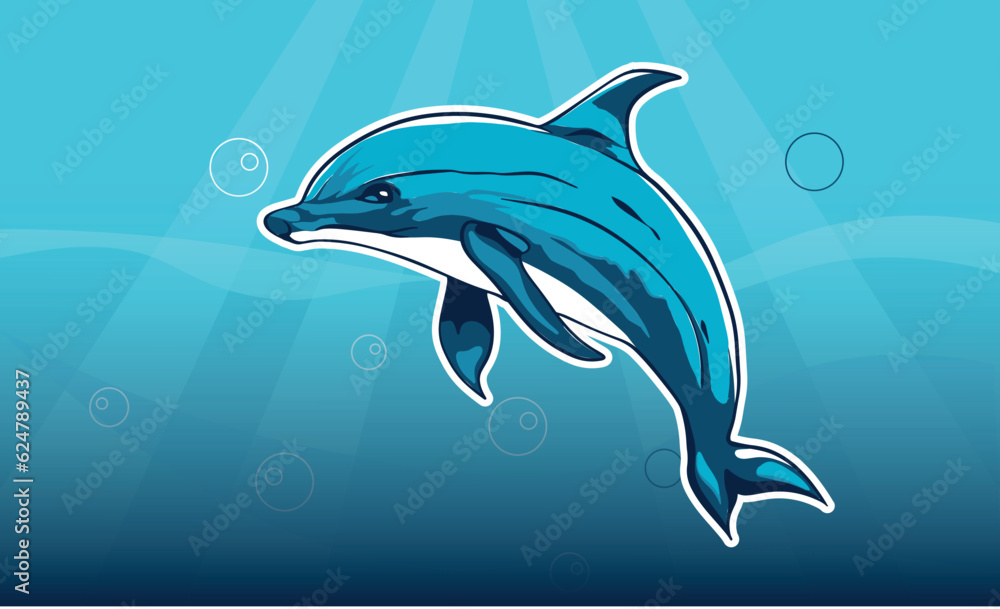 Obraz premium Dolphin swimming cartoon vector icon animal nature 