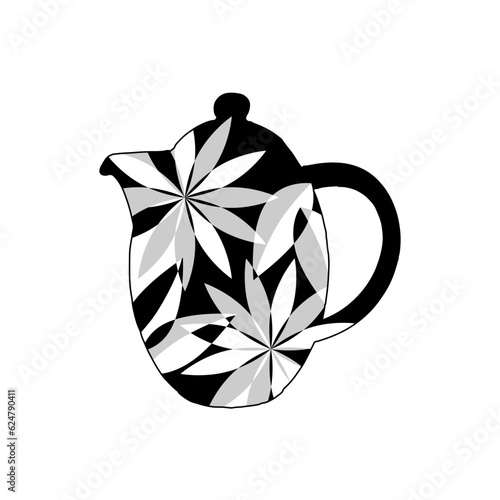 Stylized illustration of a teapot with flowers