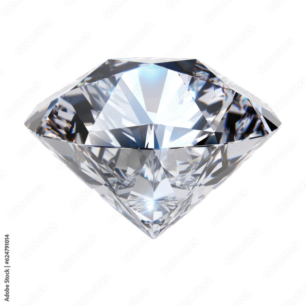 Diamond gem isolated on transparent background. Generative AI