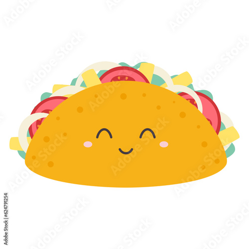 cartoon vector illustration of taco character isolated