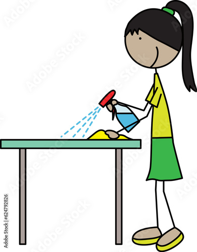 Happy Kid cleaning table