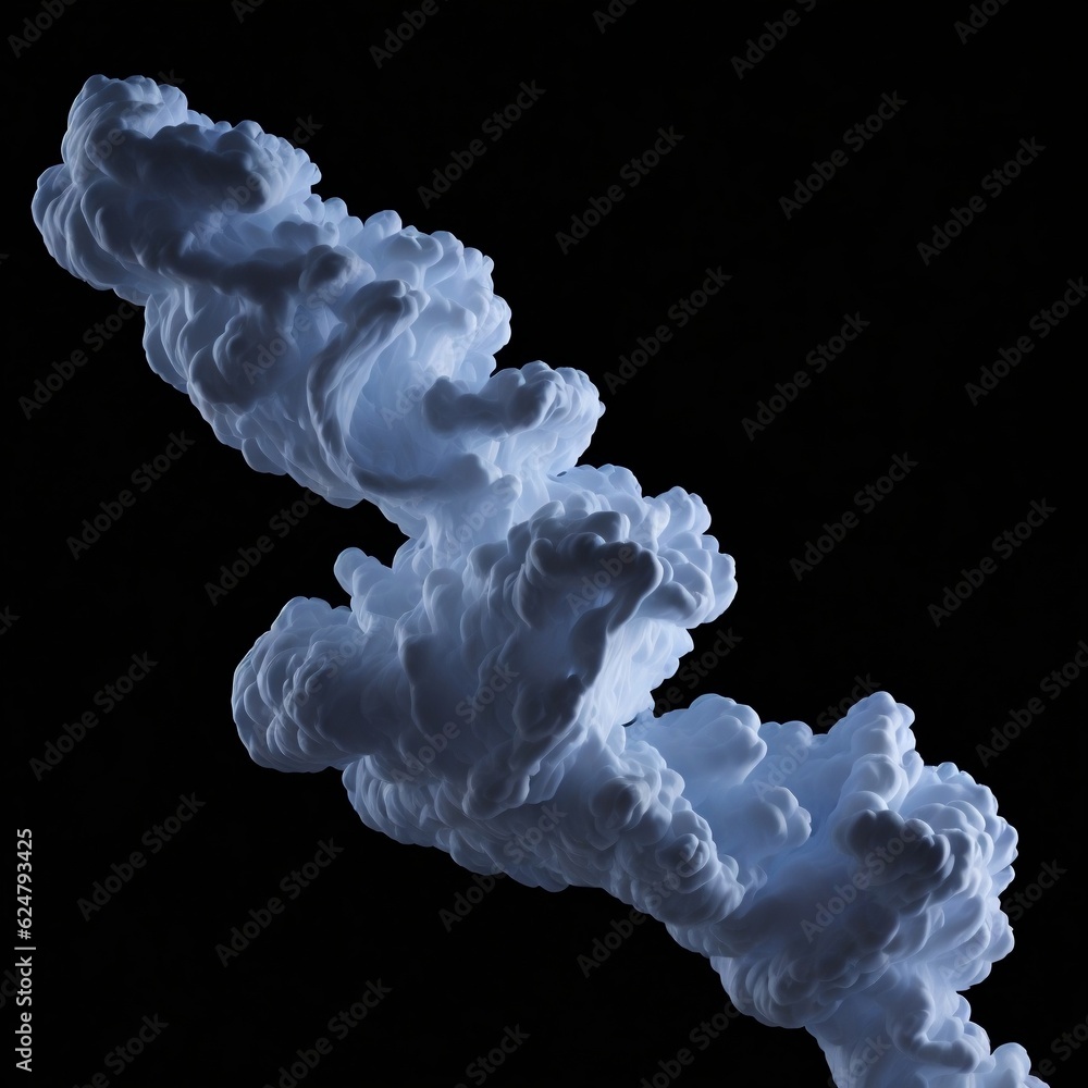 Fototapeta premium White Smoke Flies on Black Background, White smoke on a dark room