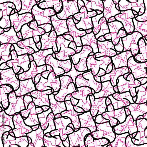 seamless pattern with black lines and pink lines