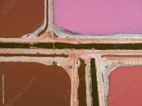 Aerial photo of Hutt Lagoon salt ponds photo