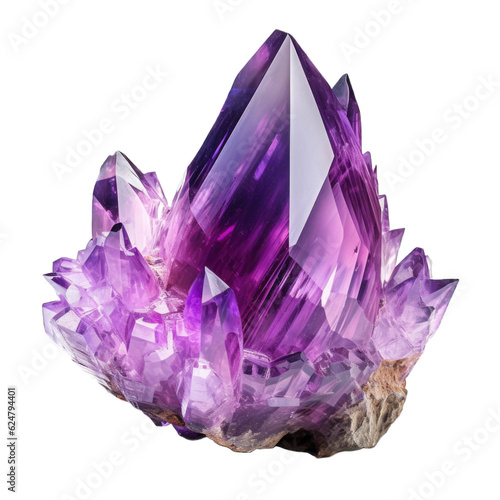 Purple Ametrine gem isolated on transparent background. Generative AI