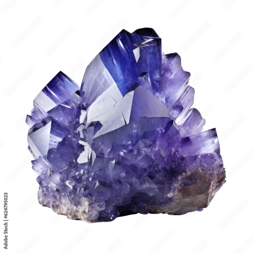 Fototapeta premium Iolite gem isolated on transparent background. Generative AI