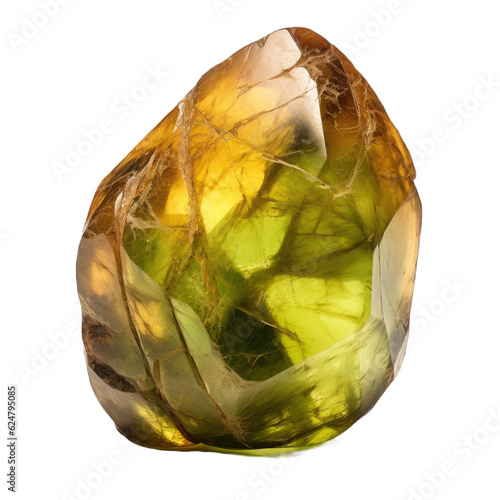 Chrysoberyl gem isolated on transparent background. Generative AI photo