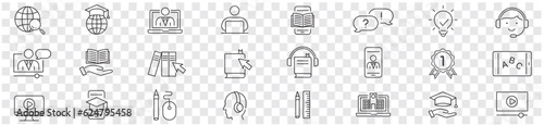 E-learning thin line icons set editable stroke vector illustration. photo