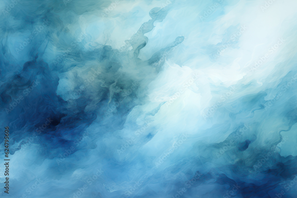 Abstract watercolor blue background, sky. AI generative.