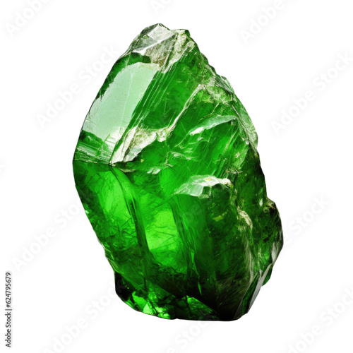 Green Garnet (Tsavorite) gem isolated on transparent background. Generative AI