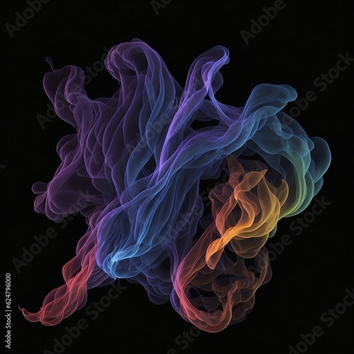 Colorful smoke on black background, Multicolor smoke on a dark room