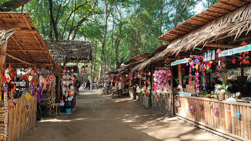 The bamboo wood original marketplace walking street. © benyapha