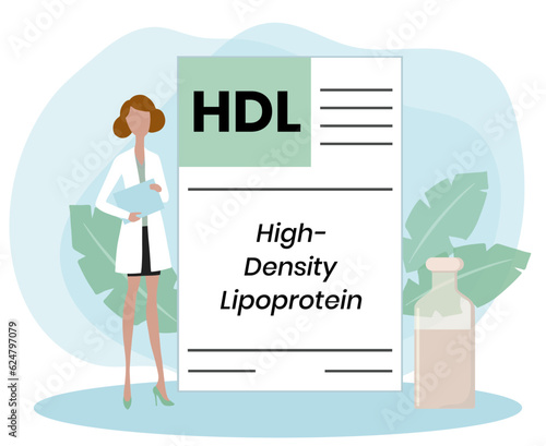 HDL High-Density Lipoprotein - one of the five major groups of lipoproteins, acronym text concept background